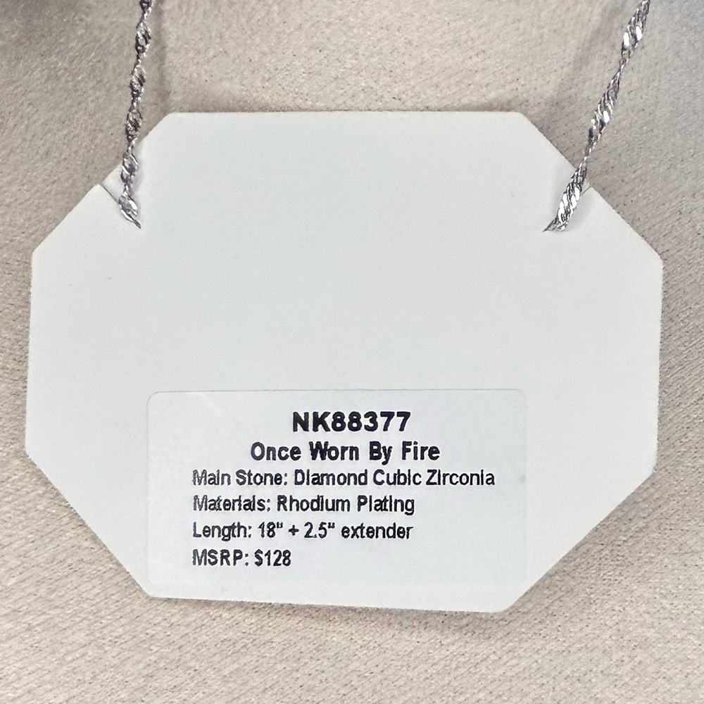 Bomb Party Cubic Zirconia Necklace on Rhodium Plating NK88377 - Picture 3 of 4